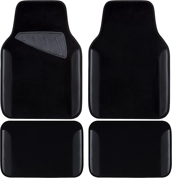 CAR PASS Waterproof Universal Fit Car Floor Mats, Faux Leather Car Carpet Mats, Black Car Mats with Anti-Slip Nibbs Backing & Driver Heel Pad Fit for SUV,Vans,sedans, Trucks,Set of 4pcs(All Black) by CARPASS