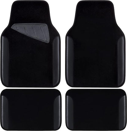 CAR PASS Waterproof Universal Fit Car Floor Mats, Faux Leather Car Carpet Mats, Black Car Mats with Anti-Slip Nibbs Backing & Driver Heel Pad Fit for SUV,Vans,sedans, Trucks,Set of 4pcs(All Black) by CARPASS