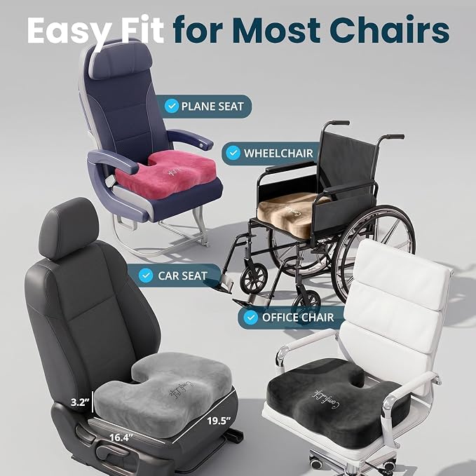 ComfiLife Extra Large Gel & Memory Foam Seat Cushion - Doctor Recommended Office Chair, Car Seat, Lifting Cushion - Back & Sciatica Pain Relief - Wide Seat Cushion for Big & Tall (Beige) - Image 6
