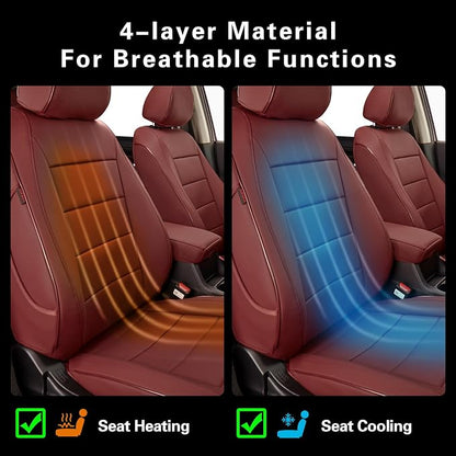 EKR Civic Seat Covers Custom Fit for Honda Civic (Sedan) Sport 2022-2024 & LX 2025-2026 (Rear Backrest One Piece W/NO Armrest),Waterproof Car Seat Cover Full Set,Faux Leather(Burgundy) - Image 6