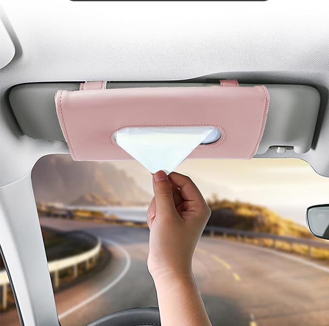 YVPSI Car Tissue Holder Sun Visor Napkin Holder with Tissue Car Mask Holder | PU Leather Tissue Box Tissue Box Holder Hanging Tissue Holder Mask Dispenser for car by YVPSI