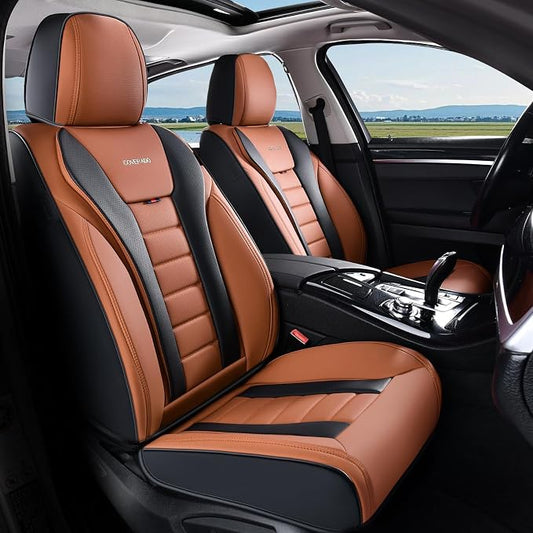 Coverado Car Seat Covers, Front Covers for Cars, Car Seat Cover Front Seats, Automotive Seat Cover, Waterproof, Leather Car Seat Cushion, Universal Interior Covers Seat Protectors for Most Cars by COVERADOAUTO