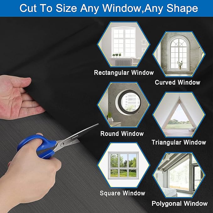 100% Blackout Curtain Window Cover for Bedroom 57x79Inch,No Drill Magnetic Blackout Blinds,DIY Cut Black Out Curtains for Nursery Bedroom,Media Room RV with Hook Loop Tape+Magnet Closure - Image 5