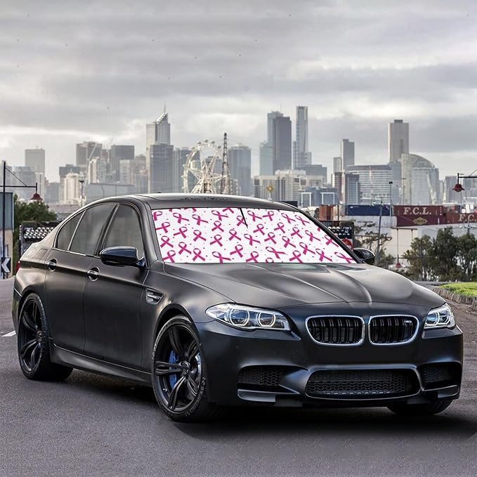 Socira Breast Cancer Car Windshield Sunshade Umbrella Foldable Umbrella | Sun Shade Windshield Cover Sunshade Car Accessories Blocks Uv Rays Keeps Cool (57" X 30") - Image 4