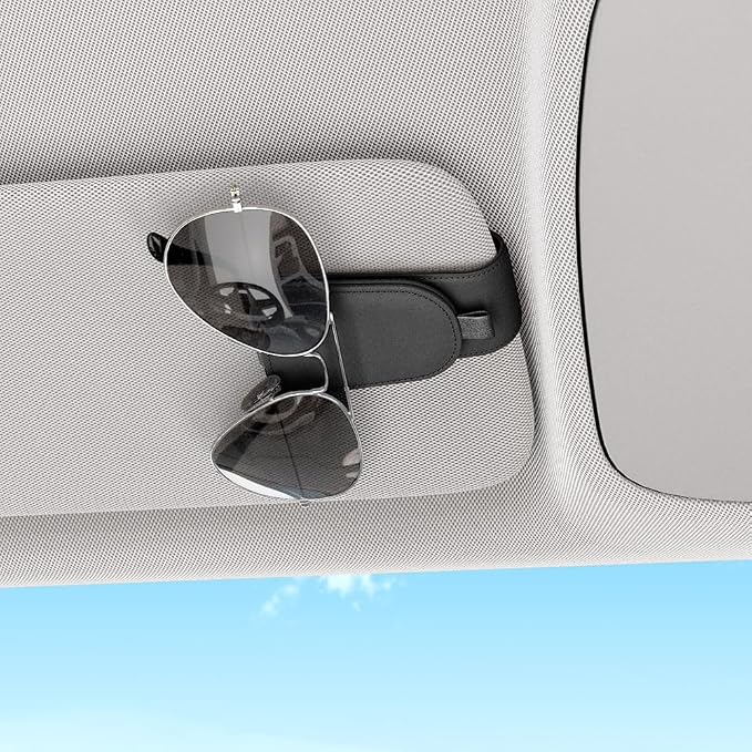 Sotfamily Magnetic Sunglass Holder for Car Visor, 2 Packs, Faux Leather | Strong Magnetism, for Most Car Visors, No Marks on Visor, Gift-Ready Packaging, Sunglass Organizer, Car Accessories for Men - Image 3