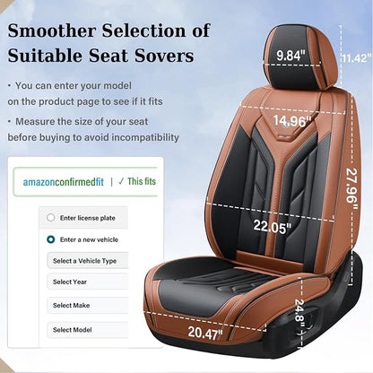 Coverado Seat Covers, Car Seat Covers Full Set, Leather Seat Covers for Cars, Automotive Seat Covers Car Seat Protector Car Accessories Fit for Most Sedans SUV Pick-up Truck(Black&Brown) - Image 9