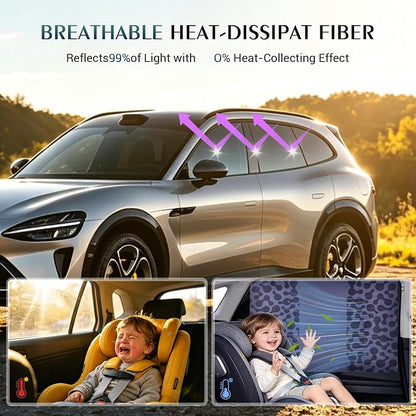 FLORICH Car Window Shades 4 Pack Durable Baby Car Shade for Rear Side Windows Privacy Curtains for Car Taking a nap, Travel, Camping - Image 2