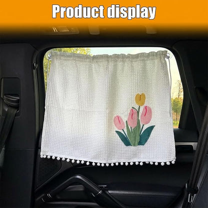 Car Side Window Sun Shade Privacy Curtain for Baby, Large Tulip | Blackout UV Protection Car Window Shades with Suction Cup for Back Seat - Cute Auto Camping Windows Screen Shades - Image 7