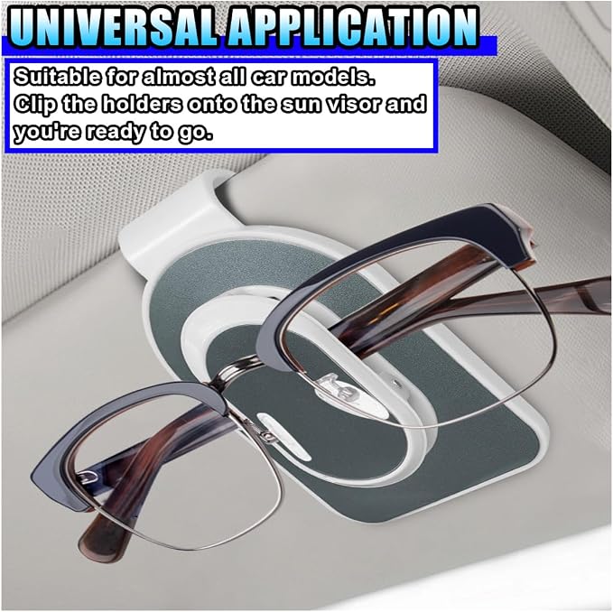 Sunglasses Holder for Car Visor, Metal Auto Eyeglass Hanger Clip, Multifunctional Auto Interior Ticket Card Origanizer Accessories, Universal for Cars SUV Truck (Grey/White) - Image 3