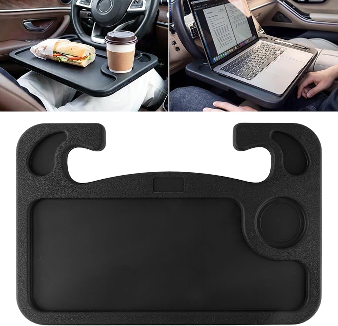 JUSTTOP Car Steering Wheel Desk for Laptop,Multipurpose Travel Car Accessories, Car Seat Stand Trays for Eating, Steering Wheel Overhead Table Console(Black) by JUSTTOP