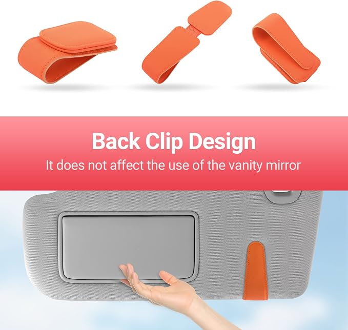 Sunglass Holder for Car Sun Visor Sunglasses Clip Car accessories -Orange | sun visor organizer, ticket card clip, eyeglass sunglasses holder, one-handed magnetic, anti-scratch, car decor for truck SUV - Image 6