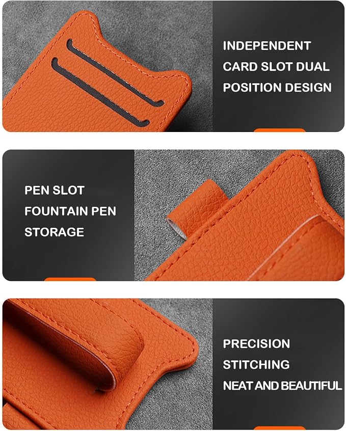 Sunglasses Clip for Car Visor, Magnetic Leather Eyeglass Holder | Sunglasses Holder With Ticket Card Clip for Car Visor Accessories (Orange) - Image 6