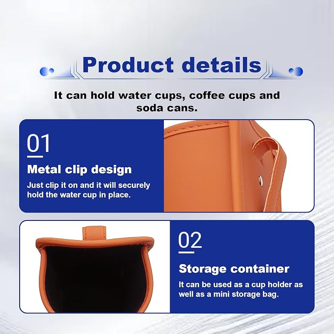2PCS Large Car Door Cup Holder, Hanging Automotive Back Seat Bottle Holders, Waterproof Scratch-Resistant Car Window Cup Holder, Clip-On Auto Organizer Accessories for Beverage Holder(Orange) - Image 4
