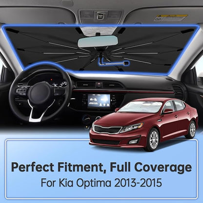 Windshield Sun Shade Umbrella for Kia Optima 2013-2015 Front Window | Foldable Car Sunshade(No Gaps), Highly Reflective Front Window Sun Shield Visor for UV Protection, Keep Car Cool - Image 2