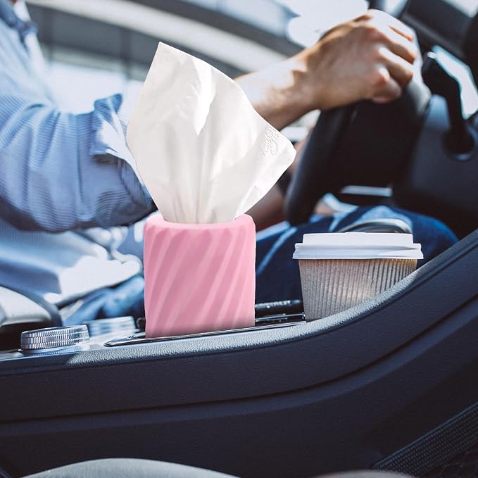 Car Cup Holder Tissue with 3 Pack Facial Tissues, Car Tissues Cylinder, Refillable Round Travel Tissue Tube for Vehicle, Office, Home Use (Pink) - Image 8