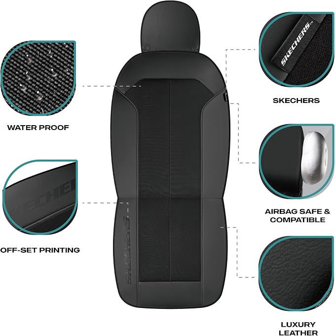 Skechers Car Seat Covers,GOGA Mat Oxford Cloth Seat Covers,Waterproof Car Seat Covers Full Sets,Automotive Universal Fit Seat Cover for Most Cars, Suvs, Trucks,Black - Image 4