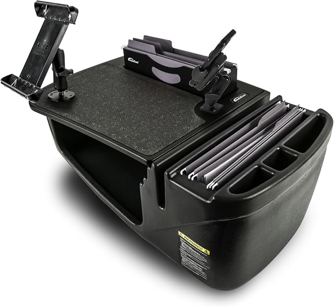 AutoExec AE-FMEF-PM-TAB-BT Efficiency FileMaster Car Desk for Your Vehicle Workstation and Mobile Office, Black with Phone Mount and Tablet Mount | Vehicle Workstation, Mobile Office, Phone Mount, Tablet Mount by AutoExec