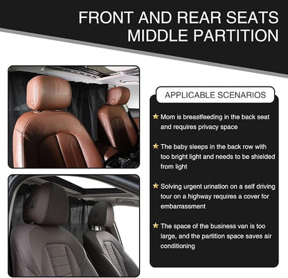 3 PCS Car Window Shades, 2 PCS 33.46In x 25.59In Vehicle Rear Window with Storage Bag, 1 PC 55.11In x 31.49In Car Partition Curtain, Universal Automotive Privacy Window Cover (Black) - Image 3