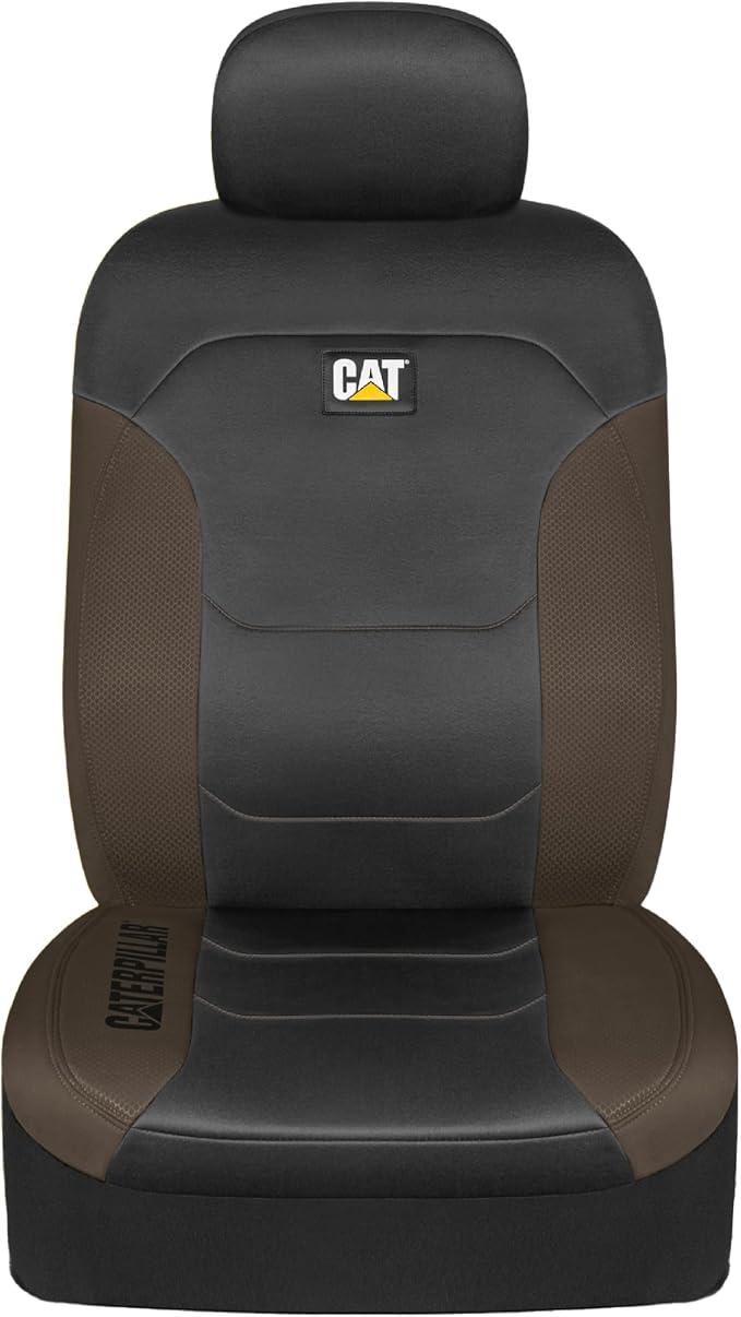 Cat® Flexfit™ Black Beige Seat Covers for Cars, Trucks, & SUV - Set of (2) Front Car Seat Cover Front Seat Protectors - Airbag Compatible Seat Covers for SUV Interior Covers & Seat Cover Accessories - Image 7