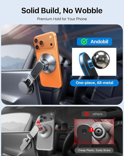 andobil Upgrade Tesla Phone Mount [Strong Magnet & Foldable] MagSafe Car Mount for Tesla New Model Y Juniper Model 3, 360° Adjustable Tesla Phone Holder fits iPhone 17 16 15 Pro Max, Tesla Accessories - Image 5
