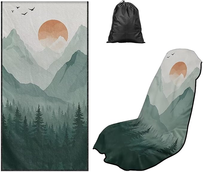 Car Towel Seat Cover Mountain Car Seat Cover Protector Breathable Non-Slip Cars Interior Accessories with Storage Bag for Cars, SUVs, and Trucks by Aplkyhs