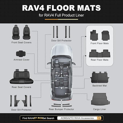 AOMSAZTO Floor Mats for Toyota RAV4 2019-2025 (Not for Hybrid or 2026) | Custom Fit All-weather Protection Easy to Clean Waterproof Odorless Heavy Duty Black - Image 9