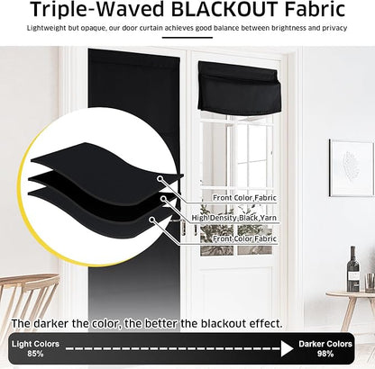 NICETOWN Black Magnetic Door Roman Shade for French Glass Window | Thermal Insulated, French Front Door Window Covering, Roman Roll Up Shade for Patio Glass, 27 x 72 inch Long, 1 Panel - Image 3
