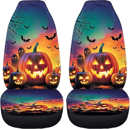 Halloween Pumpkin Bats Car Seat Covers Front Set Seat Protector | Washable and Breathable Automotive Seat Covers Universal for Cars SUV Truck Vans Sedans, Car Interior Accessories - Image 3
