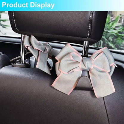 Mandark 2PCS Bow Car Headrest Hooks for Bags, Gray Line | PVC construction, clip-on installation keeps items off the floor, fits most cars, SUVs, and trucks, car interior accessories - Image 5