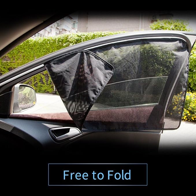 Aokway Car Side Window Sunshades, Driver Car Window Screen Mesh, Universal Fit for Camping and UV Protection (Black, Front Side 2pcs) - Image 3