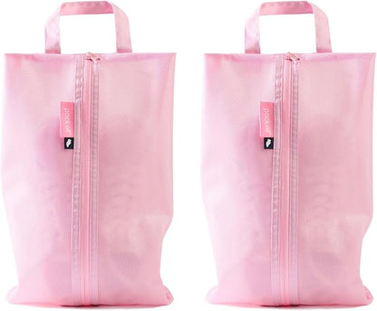 pack all Shoe Bag for Travel, Water-Resistant Shoe Pouch for Sports | Odor-Resistant, Dustproof, Portable, Soccer Cleats & Gym Storage, Fits Up to Size 11, 2 Pack, Pink by packall