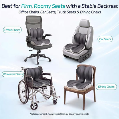 Back and Seat Cushion for Office, Back & Tailbone Pain Relief, Raised Cushion for Lumbar and Butt, Double-Sided Anti-Slip, Improves Sitting Posture, Ergonomic Memory Foam Lumbar Cushion - Image 7