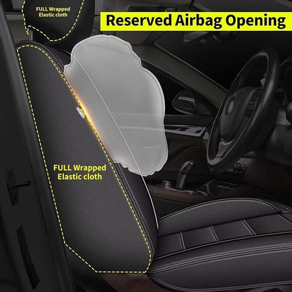 IKABEVEM Car Seat Covers Full Set Fit for Infiniti QX55 2022-2025 2026: 5 Seats Auto Interior Accessories, Faux Leather Waterproof Seat Cushions Vehical Cover (Black) - Image 4