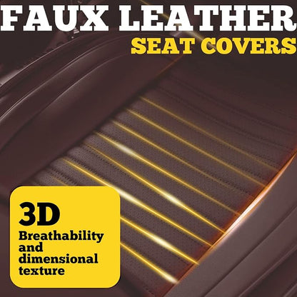 Front Car Seat Covers, Faux Nappa Leather for Sedan SUV, 2 Seats | Waterproof, Breathable and Airbag Compatible, Helps Reduce Slipping, Brown - Image 7