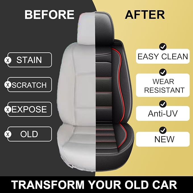IKABEVEM Car Seat Covers for Honda Accord 2007-2017 Full Set(5 Seats) | Luxury Fuax Leather, Waterproof, Airbag Compatible, Easy to Install, Scratch‑Resistant Seat Protection, Redline - Image 7