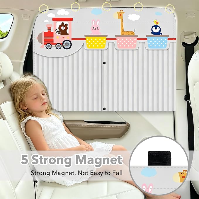 LEIWOOR 2-Pack Magnetic 2 Layers UV Protection Car Window Shades for Baby | Privacy full/half shade baby car window shades with curtain header breathable heat block back curtain for truck van sedan SUV - Image 2