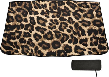 Leopard Print Windshield Sun Shade Umbrella Foldable Animal Car Front Window Sunshade Blocks UV Rays Heat Keep Vehicle Cool (55" x 27.5") - Image 6