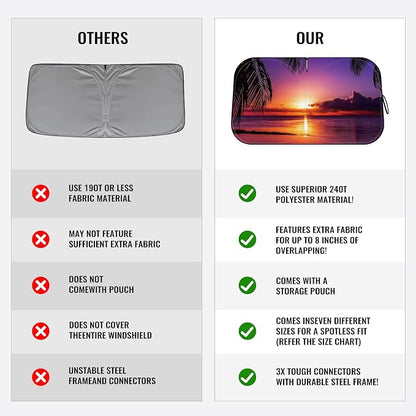 Car Windshield Sun Shade, Foldable Reflective UV Front Sunshade | 57" x 31", Sun Visor Blocks UV Rays & Keep Cool for Cars Interior, Fits Sedans, SUVs & Trucks, Foldable & Easy Storage - Image 7