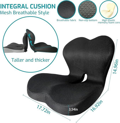 Memory Foam Seat Cushion,Office Chair Cushion with Lumbar Support for Back Pressure Relief, Car Seat Cushion with Adjustable Strap,Sciatica Pad Cushions for Car,Truck, Desk,Gaming Chair - Image 6