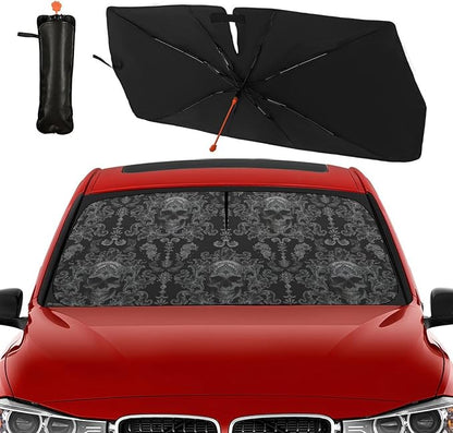 Socira Gothic Skull Car Windshield Sunshade Umbrella Foldable | Umbrella Sun Shade Windshield Cover Sunshade Skull Accessories Blocks Uv Rays Keeps Cool (57" X 30") - Image 9