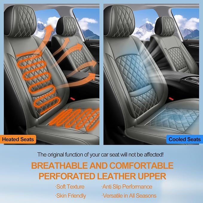 Car Seat Covers for GMC Acadia 2007-2026, Full Set, Gray | Luxury Full Coverage Leather Seat Protectors, Waterproof Breathable, Non-Slip, Easy to Install, Airbag Compatible, All-Season - Image 7
