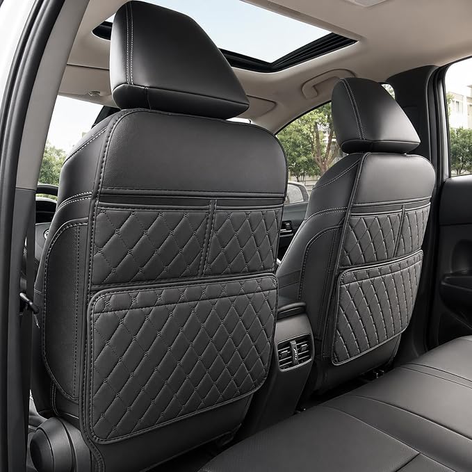 Anti-Kick Mats Seat Back Protector,Back Car Seat Protector Cover for Kids Feet with Storage Organizer,Protect Against Dirt and Scuffs,2 Pack (Black) by HAYSRMAN