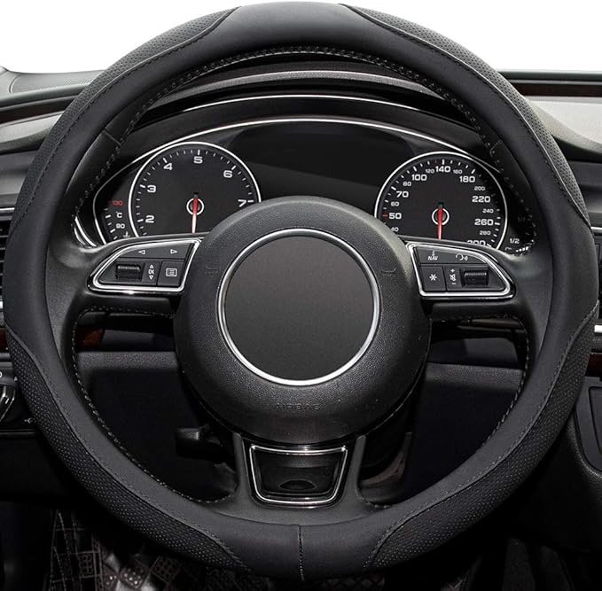 14inch Steering Wheel Cover,Prius,Civic,S,(14-14.25inch)-Black Microfiber Leather Breathable, Anti Slip Car Accessories- - Image 3