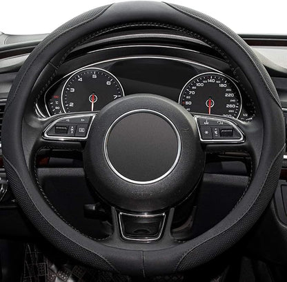 Car Steering Wheel Cover,14.5-15 Inch Black Universal Microfiber Leather Covers Breathable Anti-Slip Odorless Steering Wheels Accessories for Men Women - Image 2