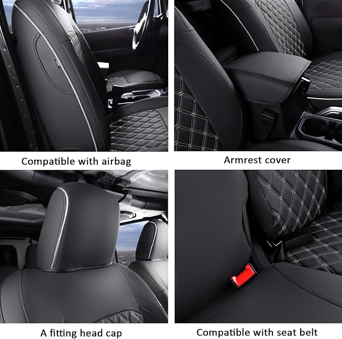 GIANT PANDA Wrangler JL Seat Covers Custom Fit for Jeep Wrangler,Premium Waterproof Faux Leather, 2018 2019 2020 2021 2022 2023 2024 2025 2026 JL 4 Door Without Rear Cup Holder Full Set (Black&Gray) - Image 5
