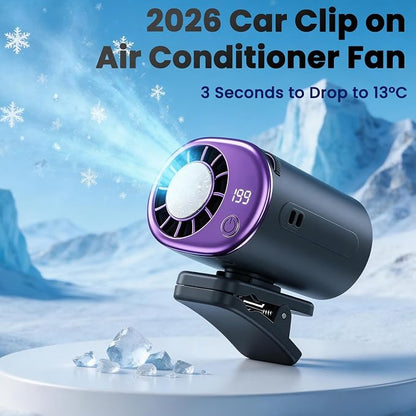 2026 Car Clip on Fan Air Conditioner with Led Display - 360° Rotation Stroller Mini Clip Fan Portable Personal Clip-On Air Conditioner for Shirt Silent Rechargeable Exhaust for Kitchen (White) - Image 2