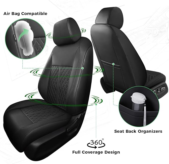 RIDEPOSH Custom Fit Seat Covers for Honda Civic 2022-2026 | Hatchback EX-L Sport Touring, Faux Leather, 60/40 Split Rear, Rear Armrest, Waterproof, Airbag Compatible, Easy-to-clean - Image 3