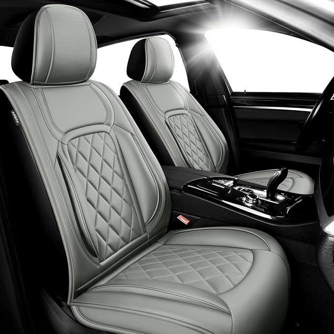Fit RAV4 Premium Leather Car Seat Covers for Toyota RAV4 2007-2025 2026 - Waterproof，Breathable，All-Weather Seat Cushion Protecto & Airbag Compatible, 2 Front Seat Gray by Unknown