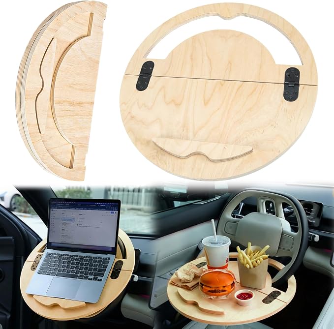 Outus 2 in 1 Car Steering Wheel Tray Steering Wheel Desk for Laptop Wooden Car Table Foldable for Eating Food Writing Work Multipurpose Travel Cars Accessories by Outus