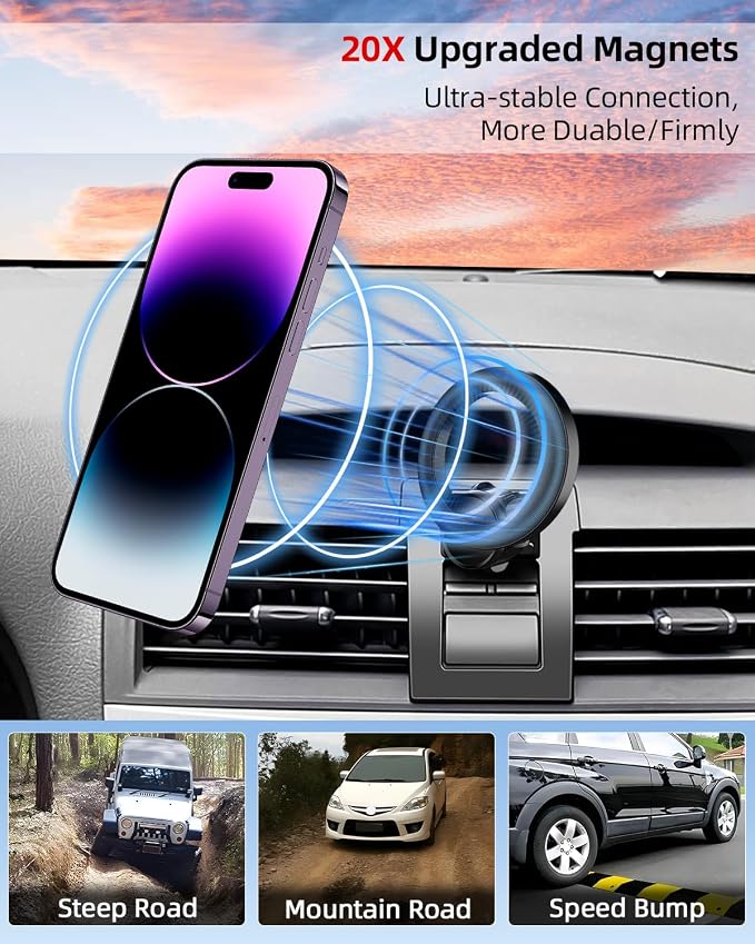 PZK Car Phone Mount for Toyota Camry 2007-2011 Accessories Custom Air Vent | Magnetic Car Phone Holder with Magsafe Hands Free 360° Rotation Phone Cradles Strong Magnet for4.0-7.0'' iPhone Samsung - Image 7